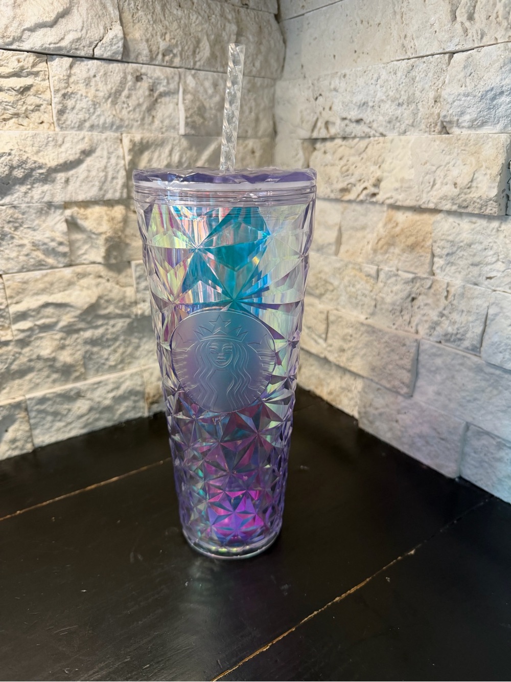 Starbucks Christmas Holiday 2023 White Clear Diamond Prism Crustal Venti Tumbler
